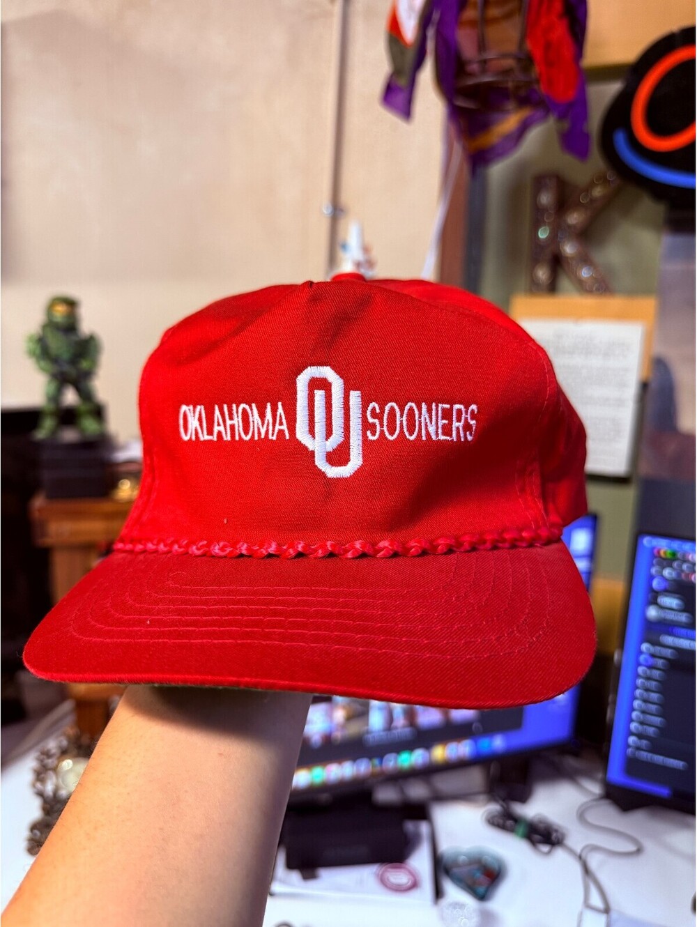 Oklahoma Sooners OU adjutable Hat cap brown leather strap